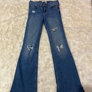 Abercrombie Kids Blue Distressed Flare Jeans